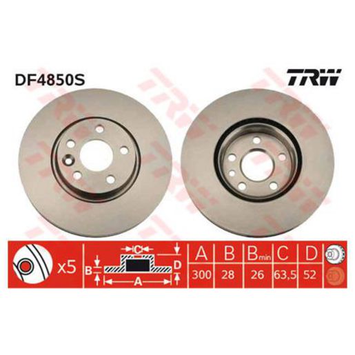 TRW — TRW Disc Brake Rotor 300mm x 26 Min — part number DF4850S