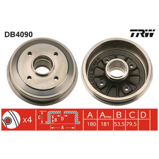 TRW — BRAKE DRUM — part number DB4090