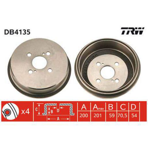 TRW — BRAKE DRUM — part number DB4135