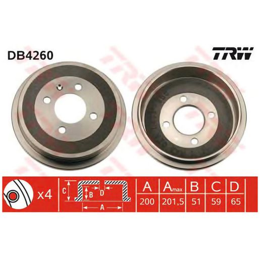 TRW — TRW Brake Drum — part number DB4260