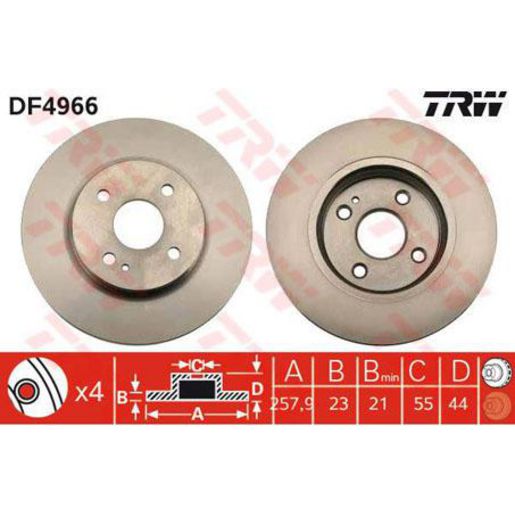 TRW — TRW Disc Brake Rotor 258mm x 21 Min — part number DF4966S