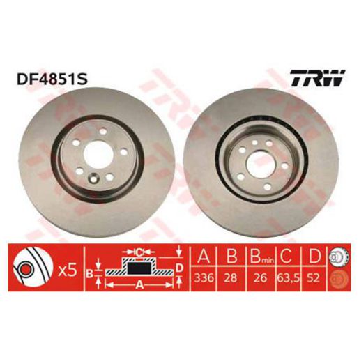 TRW — TRW Disc Brake Rotor 336mm x 26 Min — part number DF4851S