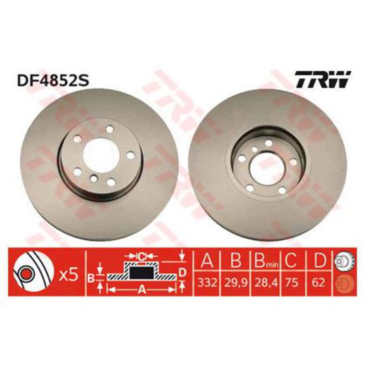 TRW — TRW Disc Brake Rotor 331.7mm x 28.4 Min — part number DF4852S