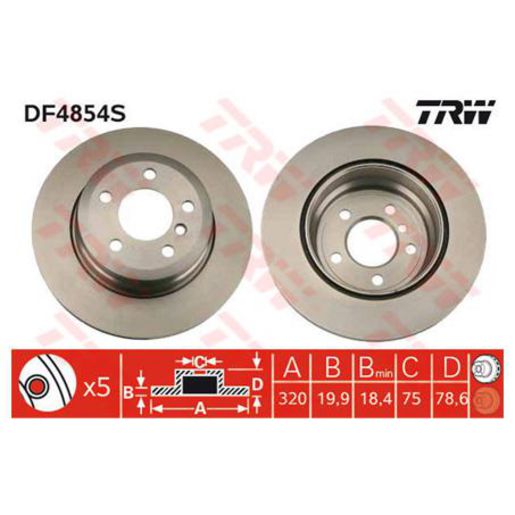 TRW — TRW Disc Brake Rotor DF4854S — part number DF4854S