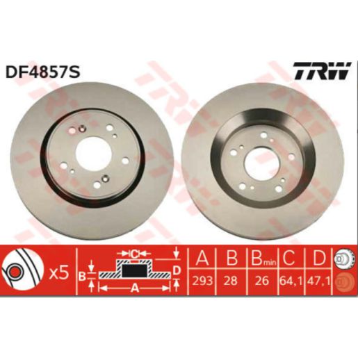 TRW — TRW Disc Brake Rotor DF4857S — part number DF4857S
