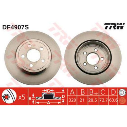 TRW — TRW Brake Rotor 320mm x 20.5 Min — part number DF4907S