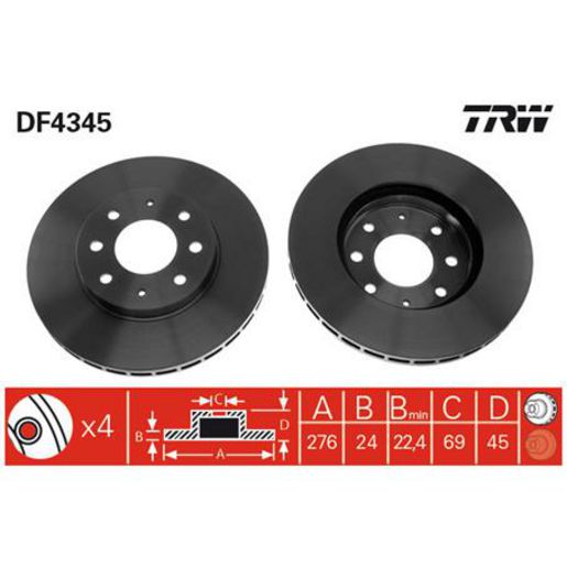 TRW — TRW Disc Brake Rotor DF4345XSS — part number DF4345XSS