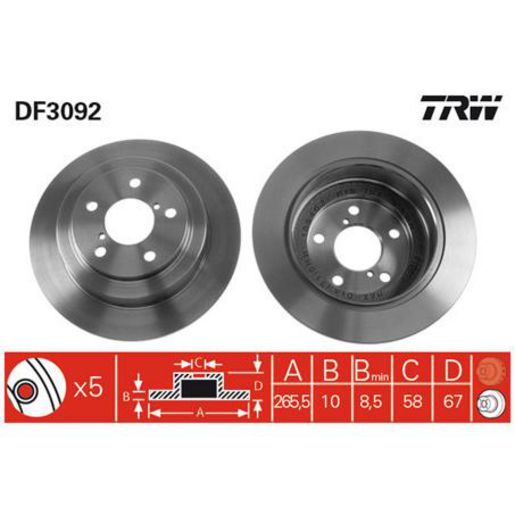 TRW — TRW Disc Brake Rotor DF3092XSS — part number DF3092XSS