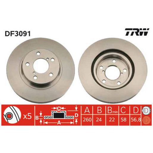 TRW — TRW Disc Brake Rotor DF3091XSS — part number DF3091XSS