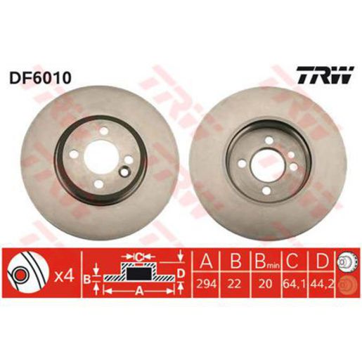 TRW — TRW Disc Brake Rotor DF6010S — part number DF6010S