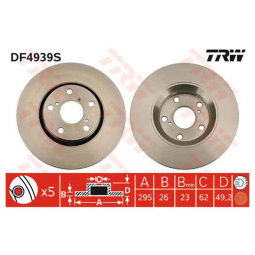 TRW — TRW Disc Brake Rotor DF4939S — part number DF4939S