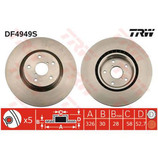 TRW — TRW Disc Brake Rotor DF4949S — part number DF4949S