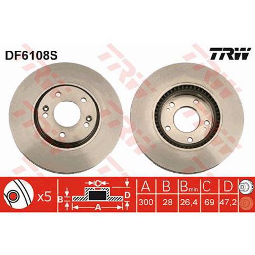 TRW — TRW Disc Brake Rotor DF6108S — part number DF6108S