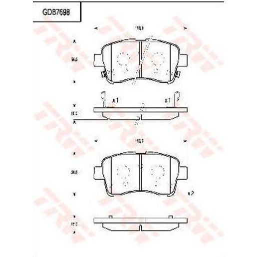 TRW — TRW DTEC Ceramic Brake Pads Set (DB1743) — part number GDB7698DT