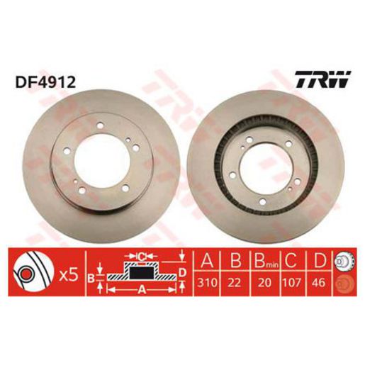 TRW — TRW Disc Brake Rotor DF4912S — part number DF4912S