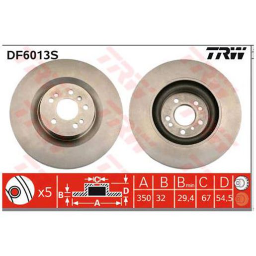 TRW — TRW Disc Brake Rotor 350mm x 29.4 Min — part number DF6013S