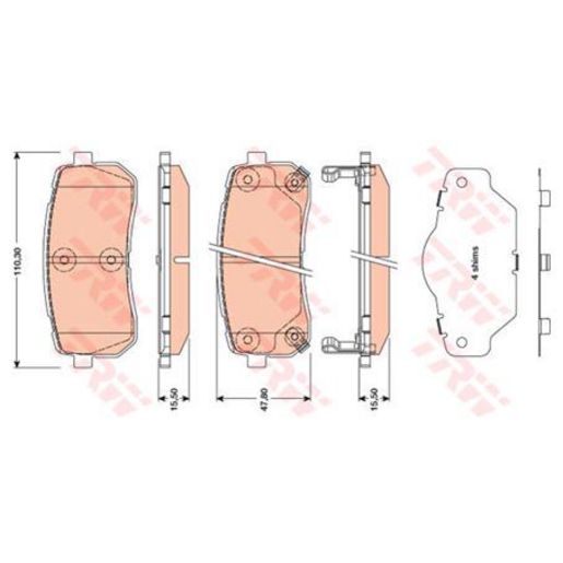 TRW — TRW DTEC Ceramic Brake Pad Set (DB1957) — part number GDB3449DT