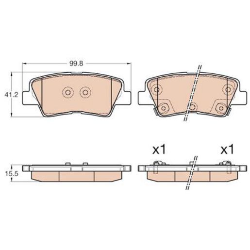 TRW — TRW Electric Blue EV Hybrid Brake Pad Set Inc. Wear Sensor (DB2383) — part number GDB3537