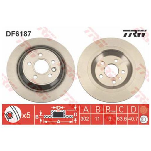 TRW — TRW Disc Brake Rotor DF6187S — part number DF6187S