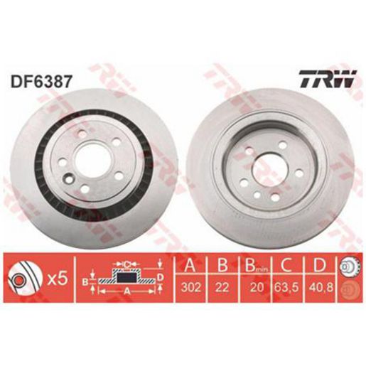 TRW — TRW Disc Brake Rotor DF6387S — part number DF6387S
