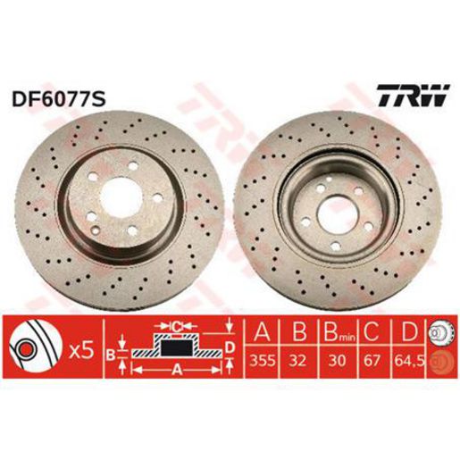 TRW — TRW Brake Rotor 335mm x 30 Min — part number DF6077S