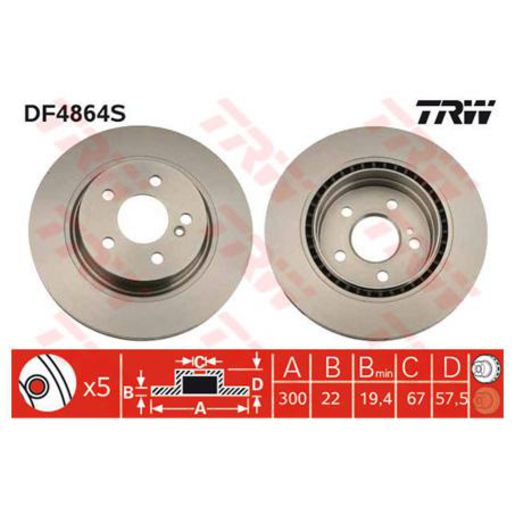TRW — TRW Disc Brake Rotor DF4864S — part number DF4864S