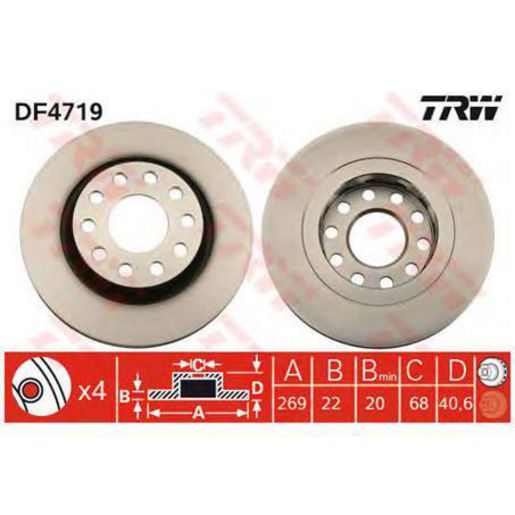 TRW — TRW Brake Rotor 269mm x 20 Min — part number DF4719S