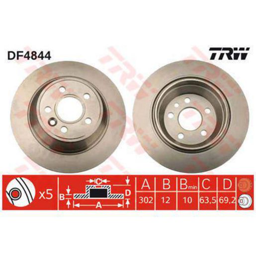 TRW — TRW Brake Rotor 302mm x 10 Min — part number DF4844S