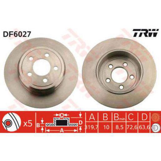 TRW — TRW Brake Rotor 320mm x 8.5 Min — part number DF6027S