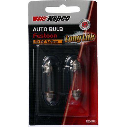 Repco — Repco 11X36 Festoon Globe 12V 5W SV8.5-8 Pack of 2 — part number R254BLL