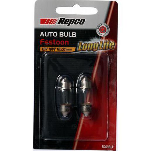Repco — Repco 10X31 Festoon Globe 12V 10W Pack of 2 — part number R269BLL