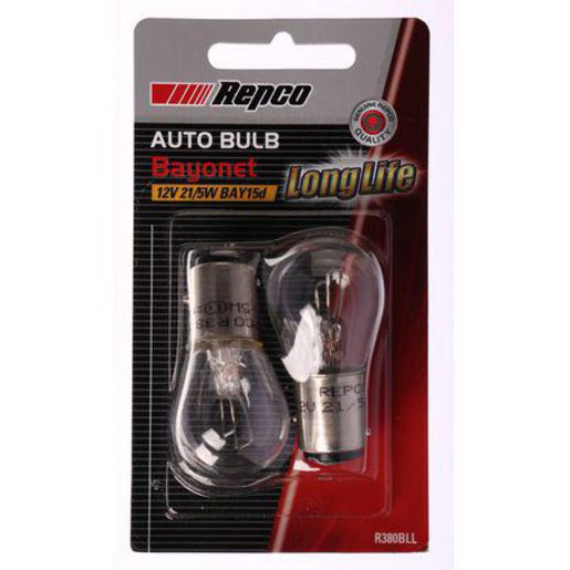 Repco — Repco P21/5W Bayonet Off-set pins Globe 12V 21/5W BAY15d Pack of 2 — part number R380BLL
