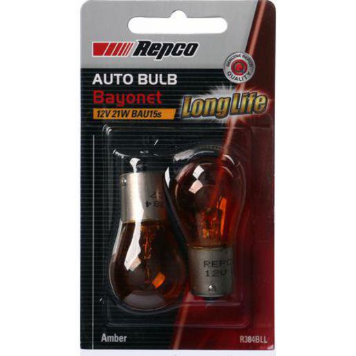 Repco — Repco PY21W Bayonet Amber Globe 12V 21W BAU15s Pack of 2 — part number R384BLL