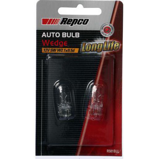 Repco — Repco W5W Wedge Globe 12V 5W W2.1x9.5d Pack of 2 — part number R501BLL