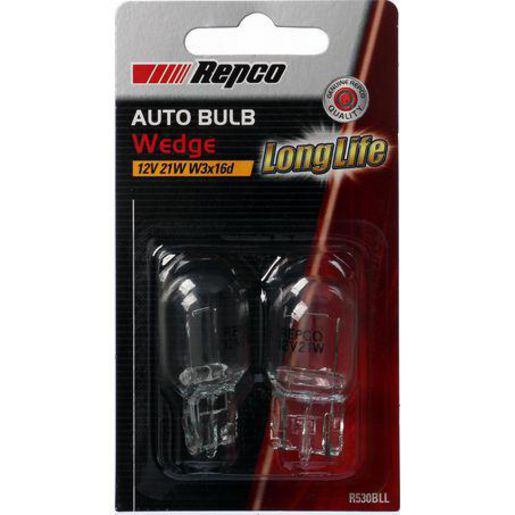 Repco — Repco W21W Wedge Globe 12V 21W W3x16d Pack of 2 — part number R530BLL