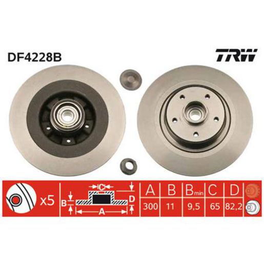 TRW — TRW Brake Rotor 300mm x 9.5 Min — part number DF4228BS