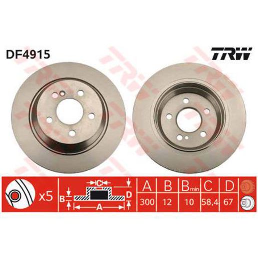 TRW — TRW Brake Rotor 300mm x 10 Min — part number DF4915S