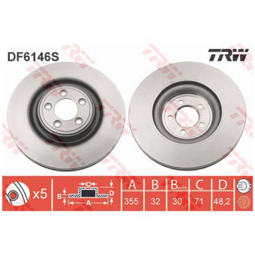 TRW — TRW Brake Rotor 355mm x 30 Min — part number DF6146S