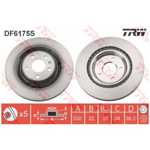 TRW — TRW Disc Brake Rotor DF6175S — part number DF6175S
