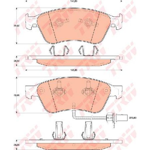TRW — TRW Brake Pad Set Inc. Wear Sensor — part number GDB1811
