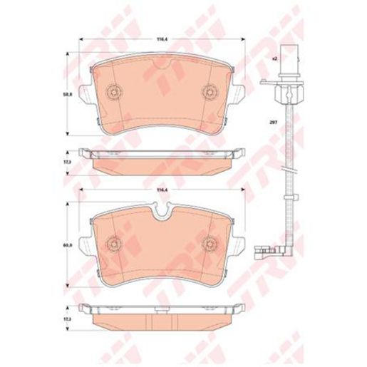 TRW — TRW Brake Pad Set Inc. Wear Sensor — part number GDB1866