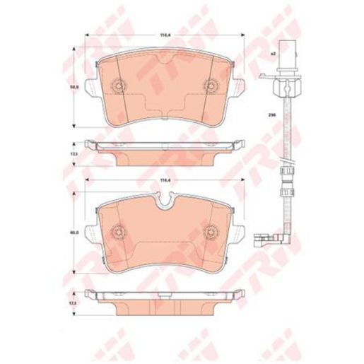 TRW — TRW Brake Pad Set Inc. Wear Sensor — part number GDB1867