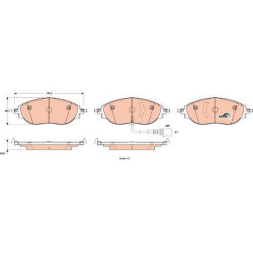 TRW — TRW Brake Pads Set Inc. Wear Sensor (DB2513) — part number GDB1918