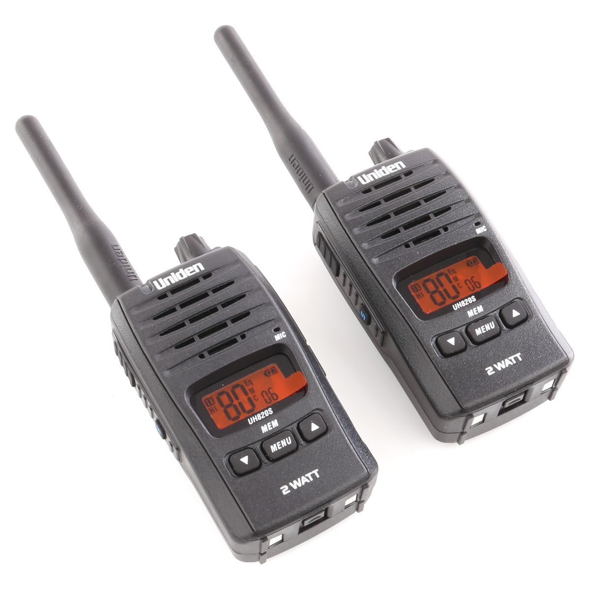 UNIDEN — Uniden 80 Channel Handheld Radio - 0.5-2W Twin Pack — part number UH820S-2