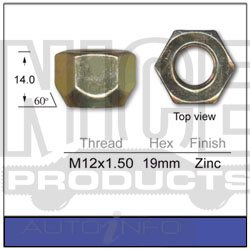 Nice — Nice Products Wheel Nut 19mm 1.50 — part number NN319