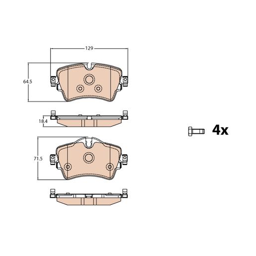 TRW — TRW Brake Pads Set (DB2493) — part number GDB2087