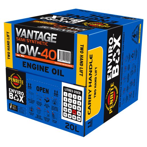 Penrite — Penrite Vantage Semi Synthetic 10W-40 Engine Oil Enviro Box 20L — part number VANSEMI10W40020BOX