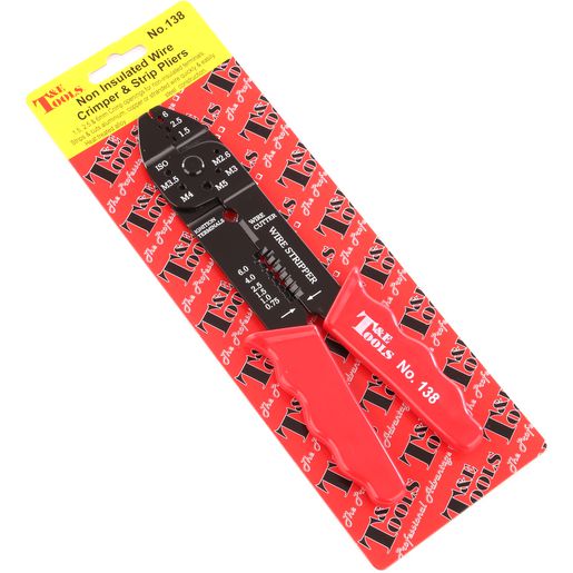 T & E TOOLS — T&E Tools Non Insulated Wire Crimp & Strip Pliers — part number 138