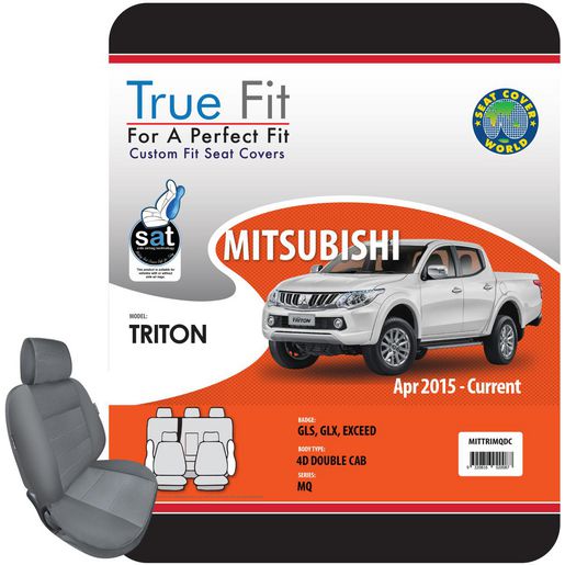 TRUE FIT — True Fit Tailored Fit Front & Rear Car Seat Covers Polyester, Grey - Set — part number MITTRIMQDC
