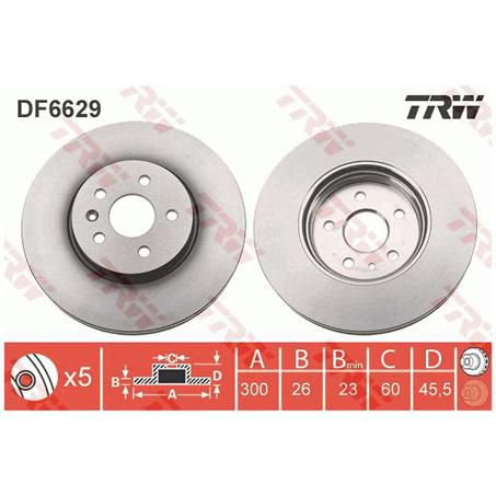 TRW — TRW Brake Rotor 300mm x 23 Min — part number DF6629S